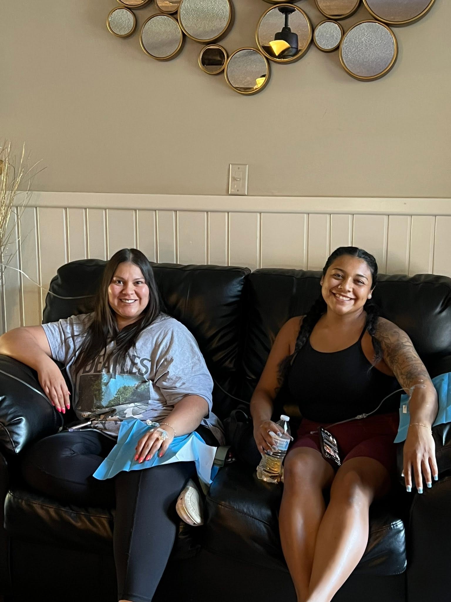 Two friends enjoying drips together