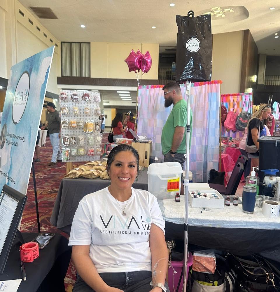Viva La Vie mobile drip bar set up at a Lubbock event
